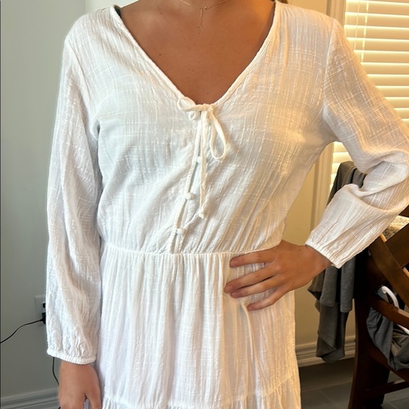 Joe Fresh Cotton Blend Tiered Lightweight Long Sleeves Summer Midi Dress - Picture 3 of 14